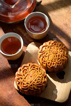 秋天,传统节日,月饼,中间,灯笼,杯,蛋糕,甜点心