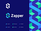 zapper 等距等距几何图案技术品牌标识启动金融科技品牌标志数据支付金融抽象字母 z 标志