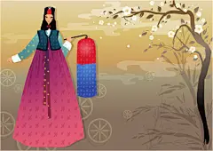 ??·韩服女孩·插画·韩国女孩·服饰·传统服饰 - 淡泊 - 淡泊