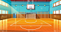 闪亮的篮球场与木地板插图