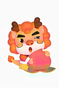 寿桃龙年新年卡通吉祥物角色