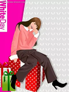 卡通插画|卡通人物|礼品盒|礼物盒|漫画人物