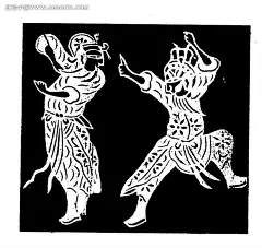 刻纸图案—对打的古代人传统图案|传统艺术|古代人|刻纸图案|矢量素材|抱着元宝的古代人漫画|拿刀的古代人|张谷英古代人物像