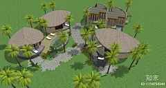 现代民宿建筑SU模型下载【ID:1114754344】