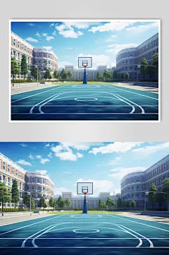 AI数字艺术校园学校操场场地摄影图