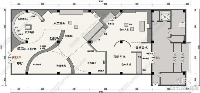 金塔县博物馆文化展厅平面图施工图下载【ID:1137065972】_知末案例馆-花瓣网