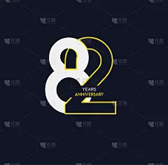 82周年纪念典雅金色标志。链接数字在黑暗的背景