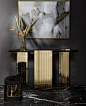 Armour Stool | Luxxu | Modern Design and Living : An upholstered delicacy emerging from the careful application of luscious black velvet touches and passionate design. Extra luxury feel is given by the gold plated brass finish to this marvelous stool, whi