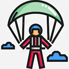 滑翔伞极限运动7线性颜色图标 平面电商 创意素材