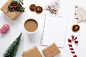 Free photo organized table with notebook and decorations