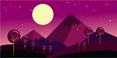 唯美夕阳落日扁平化落日矢量插画