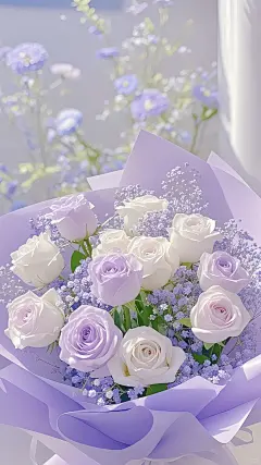 在这荒芜之地，你犹如璀璨玫瑰，艳丽且盛开，是我的最后的期待，无尽的坚韧与爱。☔ #小清新背景图 #紫色治愈系 #一束花的仪式感永不过时 #紫色系花花 #今日文案#鲜花壁纸分享 #花束壁纸 #聊天背景图分享 #Ai壁纸高清图 - 小红书