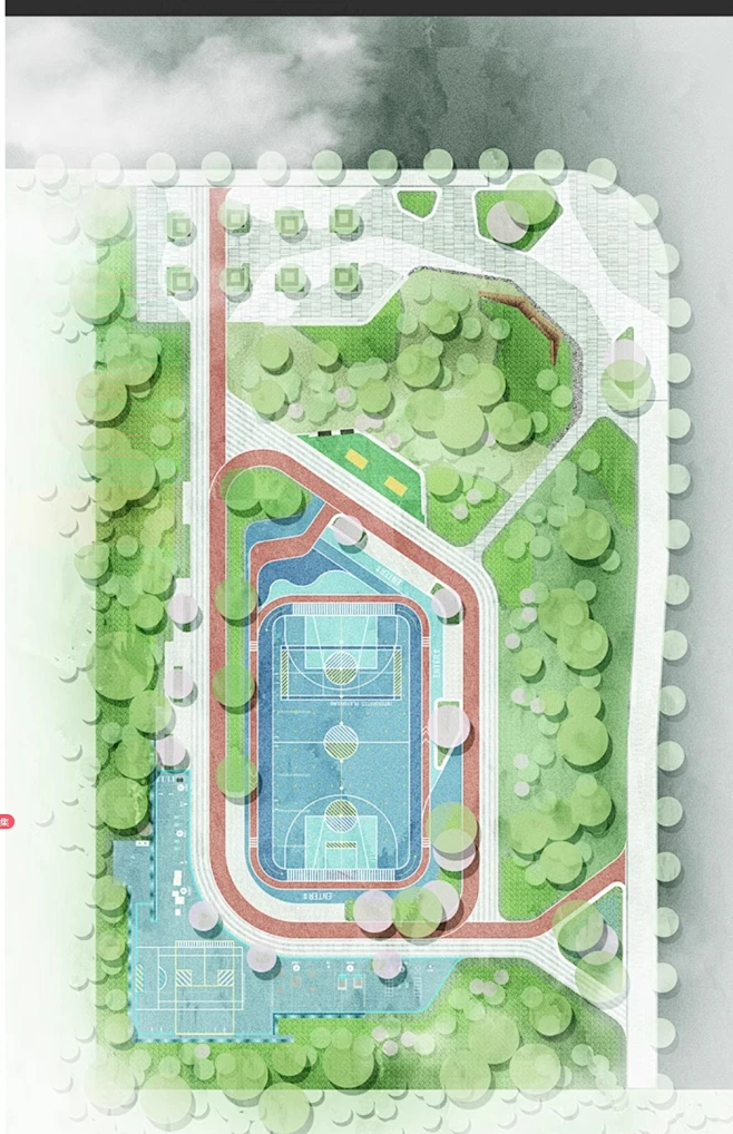 2025小清新公园彩平图PS素材竞赛风街角口袋公园景观彩平图PS素材-花瓣网