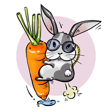 十二生肖兔子卡通手绘拟人可爱
