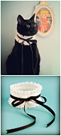 日本一位拼布插画艺术家木野聡子，日常喜欢给自家黑猫做一些不同风格的领圈，帅气又优雅！ ​​​​