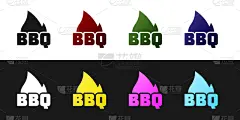 烤肉架,分离着色,火,火焰,图标,黑色背景,格子烤肉,牛排,热,布置