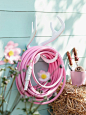 Pink garden hose.: 