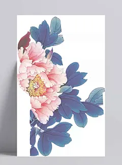手绘牡丹花左下角素材|牡丹花,左下角,素材,国庆节,节日元素