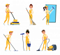 Funny characters of cleaning or technician service Premium Vector