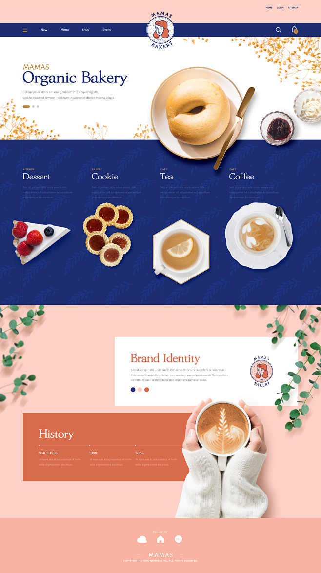 糕点咖啡甜食电商店铺网页_PSD模板：