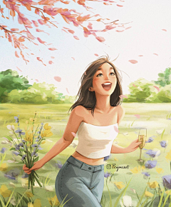 由不得你停歇采集到插画女孩