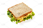 鸡蛋沙拉三明治,饮食,水平画幅,鸡蛋,无人,白色背景,背景分离,小吃,面包,三明治