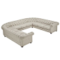 TRIBECCA HOME Knightsbridge Tufted Scroll Arm Chesterfield 11-Seat U-Shaped Sectional: 