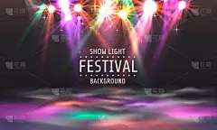 节日表演灯光，舞池横幅，迪斯科文字招牌。矢量图