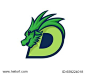 Modern Dragon D Letter Alphabet Sports Logo