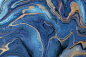抽象流体艺术背景海军蓝和棕色。液体的大理石。有金色渐变的丙烯画。