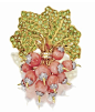 Coral, Peridot and Diamond 'Radish' Brooch, Boivin, circa 1985