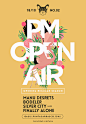 PM Open Air ID : PM it's the first and biggest Open Air in Buenos Aires, Argentina. It takes place in a beautiful space near the river every summer saturdays. For the third season I was commissioned to redesign thieir identity.