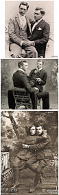 从推特看来的，听说十九世纪末的同性好友间，流行坐大腿拍照。 000133