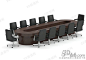 欧式 个性 大型会议桌 中间镂空雕刻 创意实木桌 皮质座椅 桌椅组合 3d模型