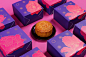 Moon Cake-花 月饼 甜点 点心 包装 设计 礼盒 盒子 插画 花 花蕊 礼品设计