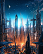 extraterrestrial buildings with advanced technologies, colourful city, cinematic, incredible sky, 4k