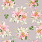 Hand drawn lily floral seamless pattern