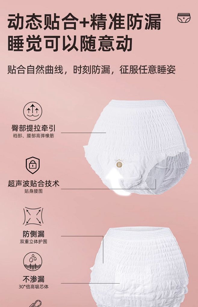 德佑安睡裤女经期用防漏卫生巾安心裤产后专...