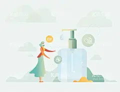 消毒  - 源文件下载【酷图网】消毒,消毒液新冠,矢量,女孩,卡通,扁平