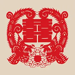 喜字艺术字古代传承剪纸素材