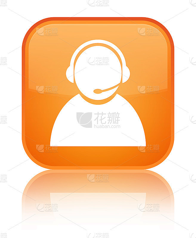 客户服务图标特殊橙色方形按钮