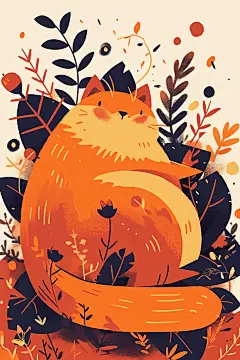 可爱卡通猫咪小橘猫插画素材