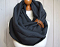 CHUNKY Infinity Scarf with leather cuff, winter fashion infinity scarf: 