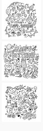 手绘涂鸦风格卡通线条生日人物生日蛋糕礼物庆祝元素AI矢量素材-淘宝网