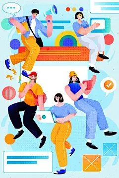 【南门网】广告 海报 潮流 插画 人物 卡通 时尚 休闲 躺平 工作 打工人 活力 青春 校园