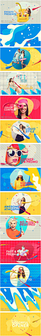 AE模板-时尚娱乐彩色流体线条图片青春电视栏目包装片头开场宣传片-天天素材网