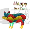 贺卡,新年前夕,猪,传统,春节,十二生肖,模板,动物,背景,节日