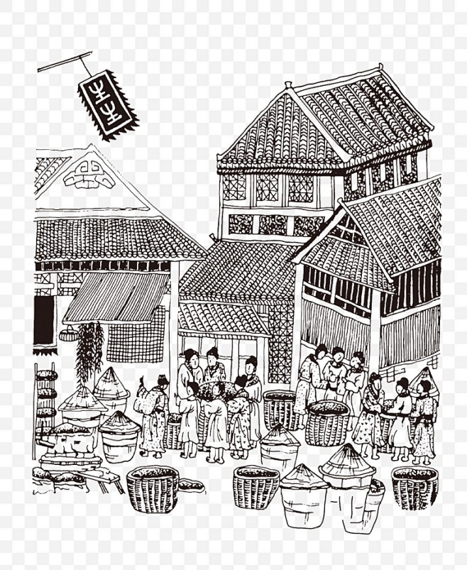 古代集市古代古时候古人集市中国风