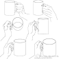#莫那CG绘画学院# 分享一组手部姿势素材——手拿碗、杯子、剪刀等动作参考都很实用哦~来自：イグアナまくら