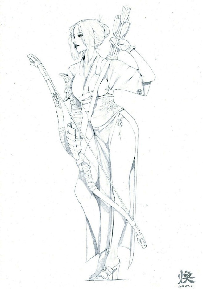 韩国画师  Hwan (煥) 人物绘画线...